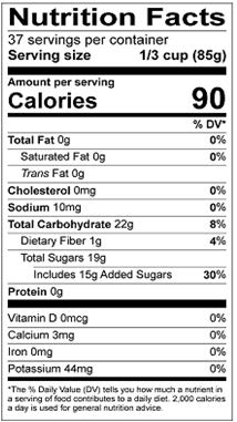 Apple Fruit Filling - Clean Label - 112 oz. - Nutrional Panel Image