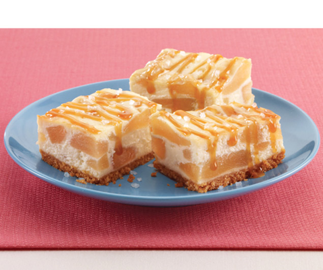 Apple Cheesecake Bars with Sea Salt Caramel Sauce