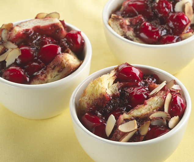 Cherry Chocolate Almond Croissant Bread Pudding