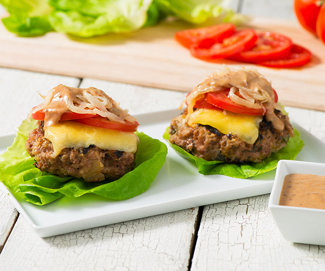 Pork and Apple Lettuce Bun Burgers