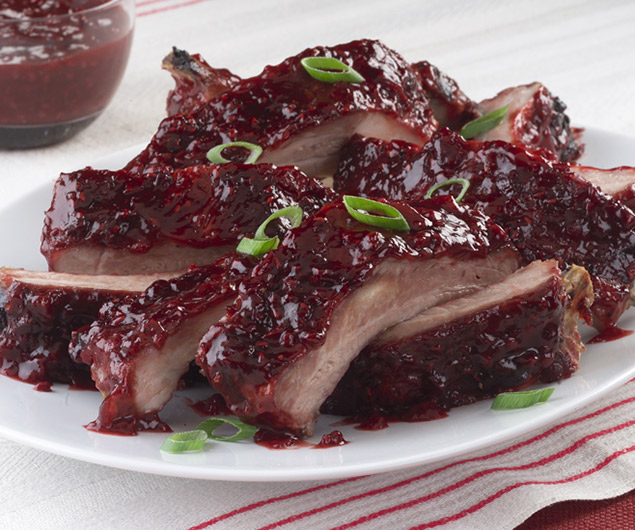 Ruby Red Ribs with Raspberry Glazed Onions