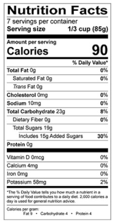 Apple Fruit Filling - 21 oz. - Nutrional Panel Image