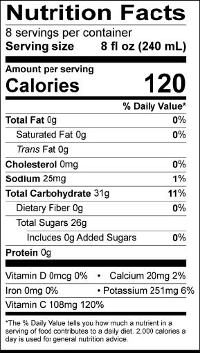 Apple Juice - 64 oz. - Nutrional Panel Image