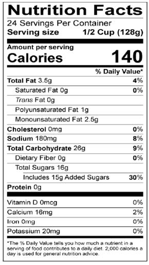 Banana Pudding - 112 oz. - Nutrional Panel Image