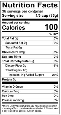 Blueberry Fruit Filling - Clean Label - 116 oz. - Nutrional Panel Image