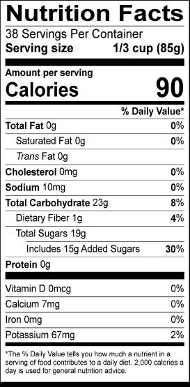 Cherry Fruit Filling - 116 oz. - Nutrional Panel Image