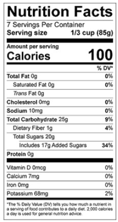 Cherry Fruit Filling - 21 oz. - Nutrional Panel Image