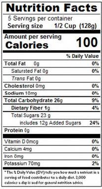 Chunky Apple Sauce - 24 oz. - Nutrional Panel Image