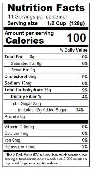 Cinnamon Apple Sauce - 48 oz. - Nutrional Panel Image