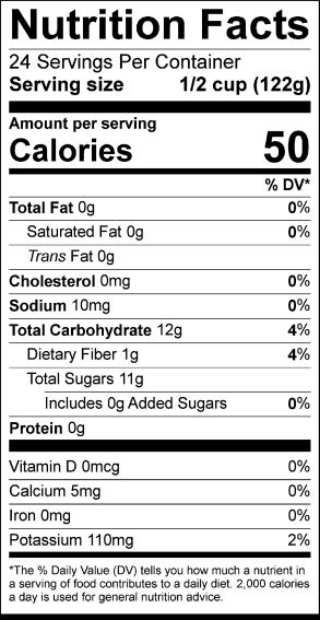 Unsweetened Apple Sauce with Apple Juice- 104 oz. - Nutrional Panel Image