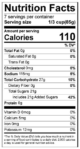 Key Lime Pie Filling - 21 oz. - Nutrional Panel Image