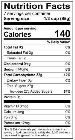 Lemon Pie Filling - 22 oz. - Nutrional Panel Image