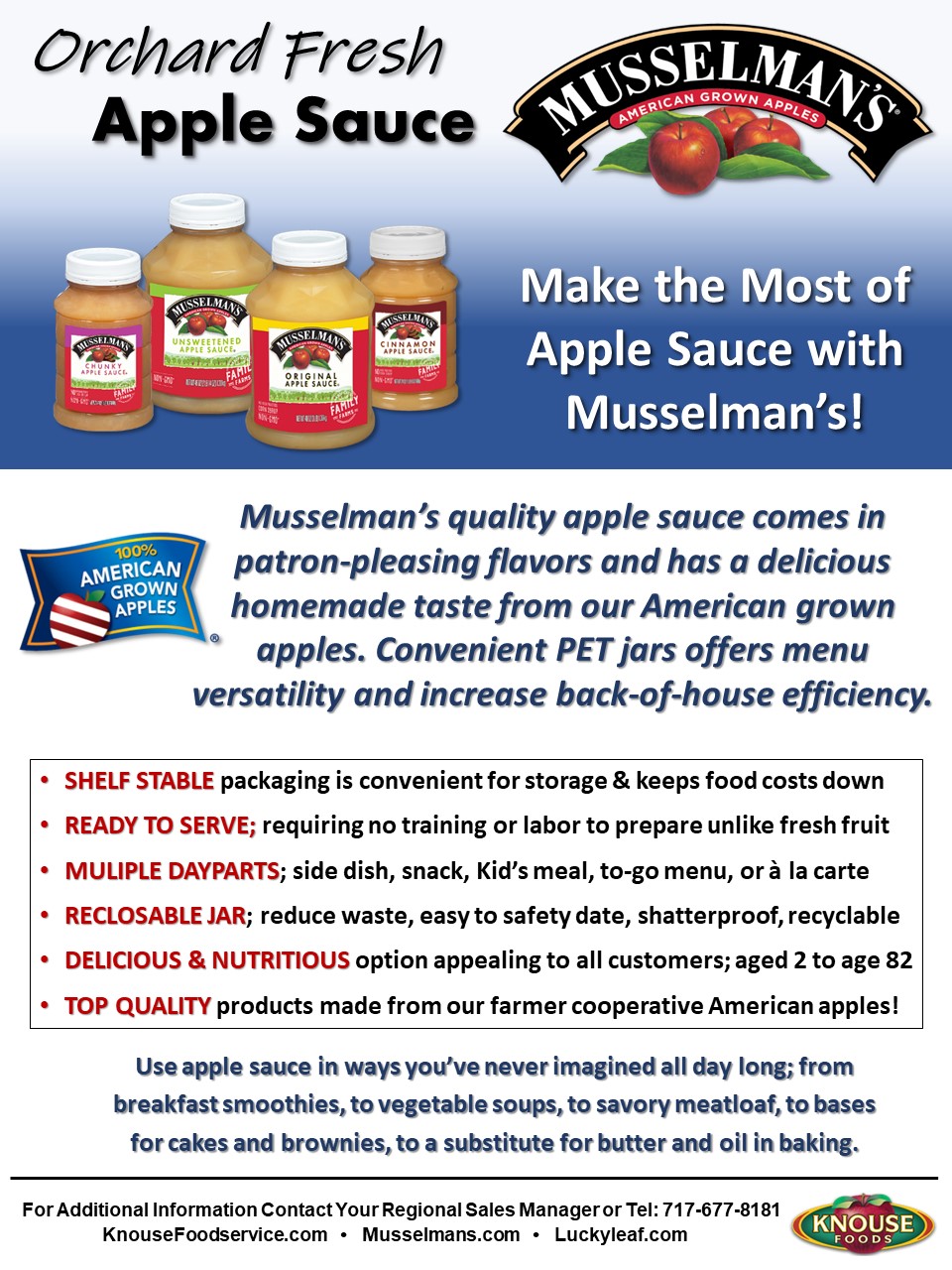 Multi-Serve PET Apple Sauce Musselmans