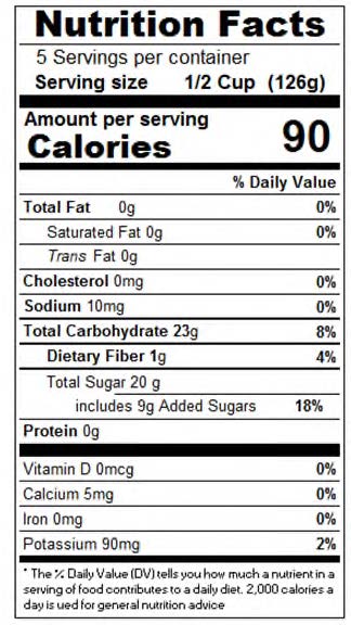 Original Apple Sauce - 24 oz. - Nutrional Panel Image