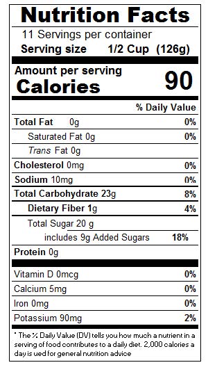 Original Apple Sauce - 48 oz. - Nutrional Panel Image