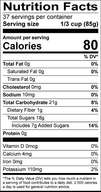 Peach Cobbler - 112 oz. - Nutrional Panel Image