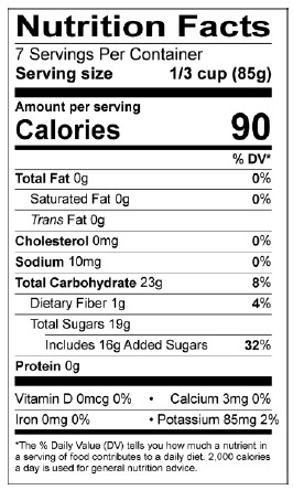 Peach Fruit Filling - 21 oz. - Nutrional Panel Image