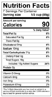 Pineapple Fruit Filling - 21 oz. - Nutrional Panel Image