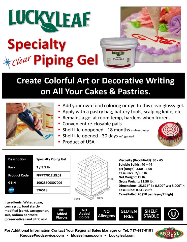 Piping Gel 9 lb Pail Lucky Leaf