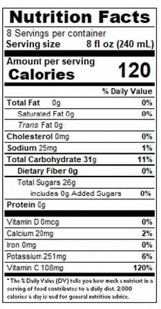 Premium Apple Juice - Not from Concentrate - 64 oz. - Nutrional Panel Image