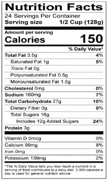 Rice Pudding - 108 oz. - Nutrional Panel Image