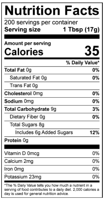 Apple Cranberry Spread - 120 oz. - Nutrional Panel Image