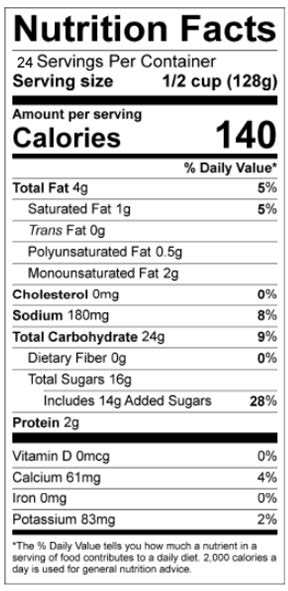 Tapioca Pudding - 108 oz. - Nutrional Panel Image