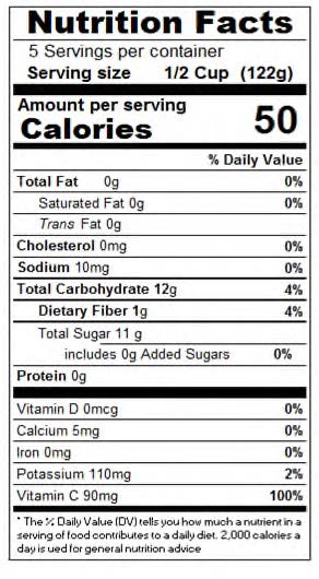 Unsweetened Apple Sauce - 23 oz. - Nutrional Panel Image