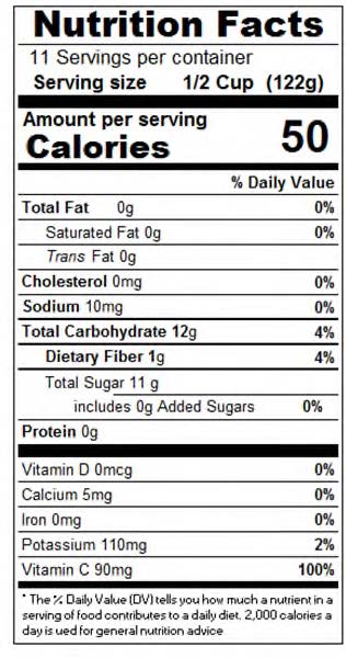 Unsweetened Apple Sauce - 46 oz. - Nutrional Panel Image