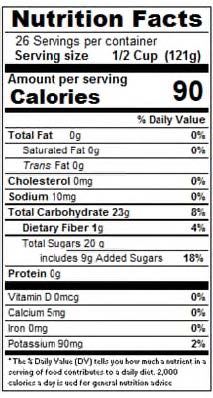 York Imperial Sliced Apples in Syrup - 112 oz. - Nutrional Panel Image