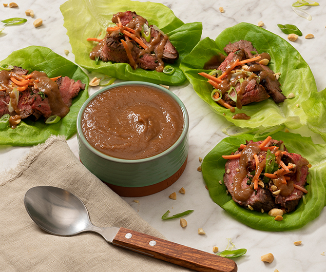 Horseradish Apple Butter Marinated Steak Lettuce Wraps